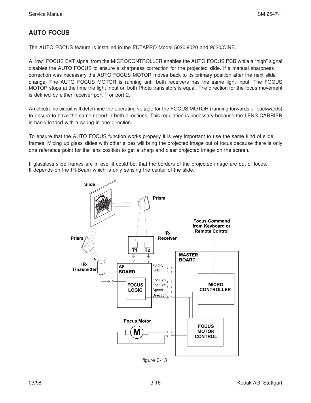 Kodak 5020, 7020, 4020, (9020/CINE) service manual Auto Focus 