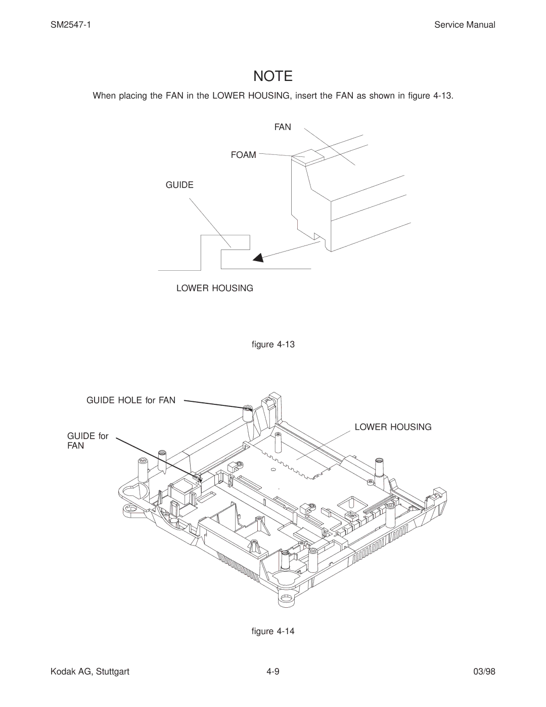 Kodak 5020, 7020, 4020, (9020/CINE) service manual FAN Foam Guide Lower Housing 