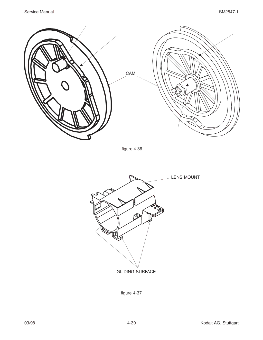 Kodak 4020, 7020, 5020, (9020/CINE) service manual CAM Lens Mount Gliding Surface 