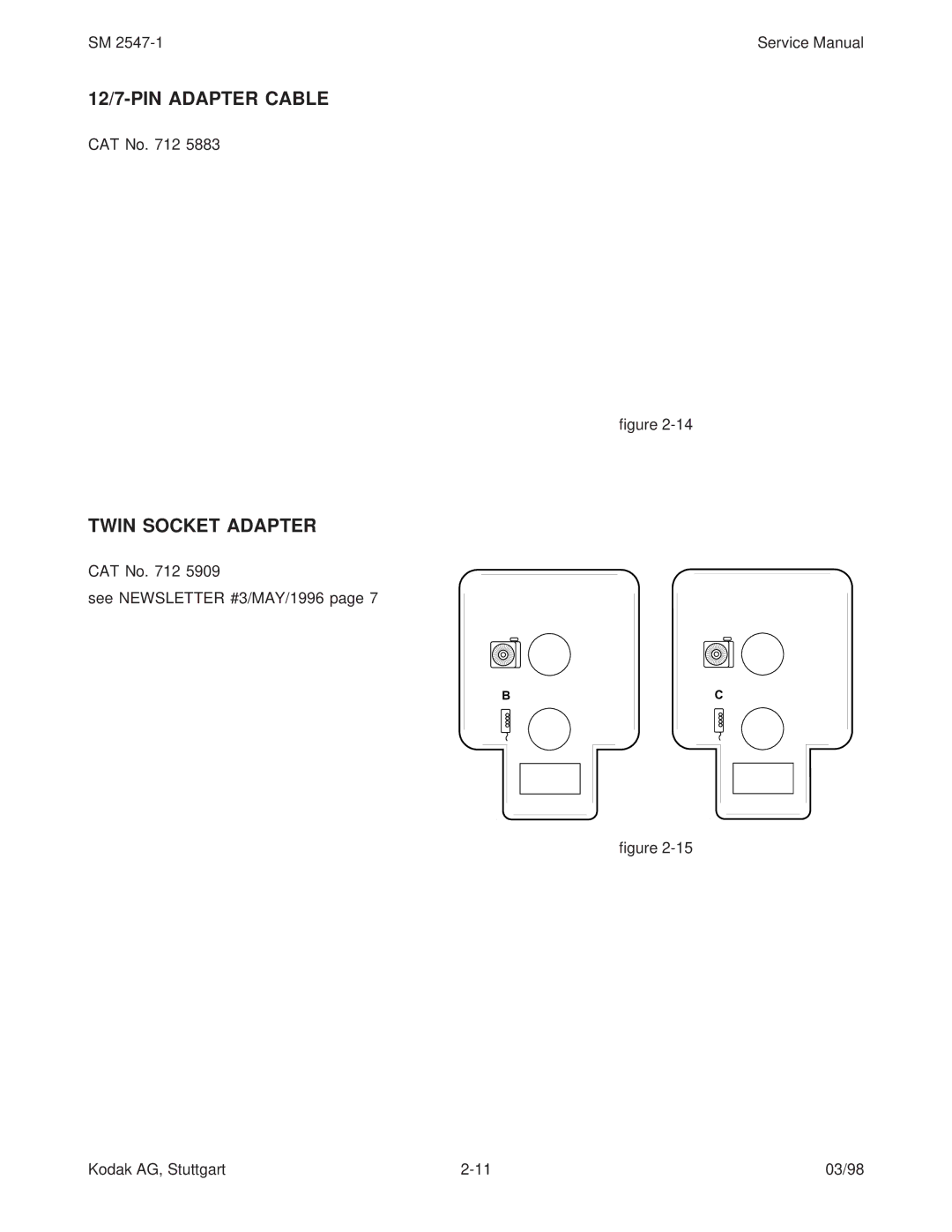 Kodak 9020/CINE service manual 12/7-PIN Adapter Cable 