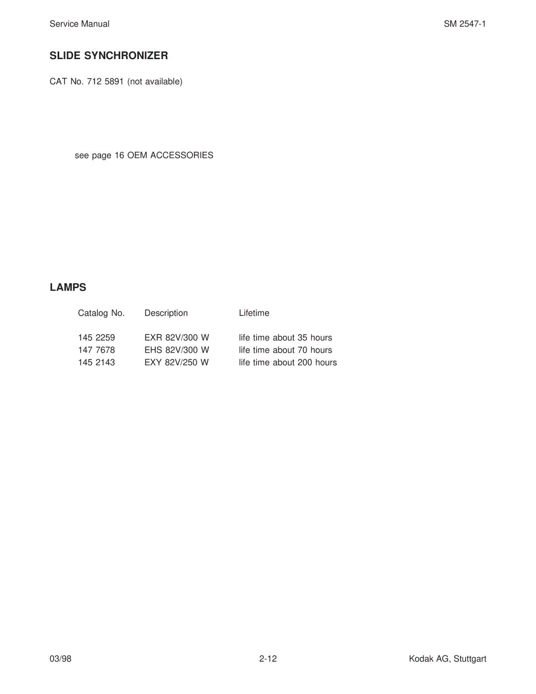 Kodak 9020/CINE service manual Slide Synchronizer 