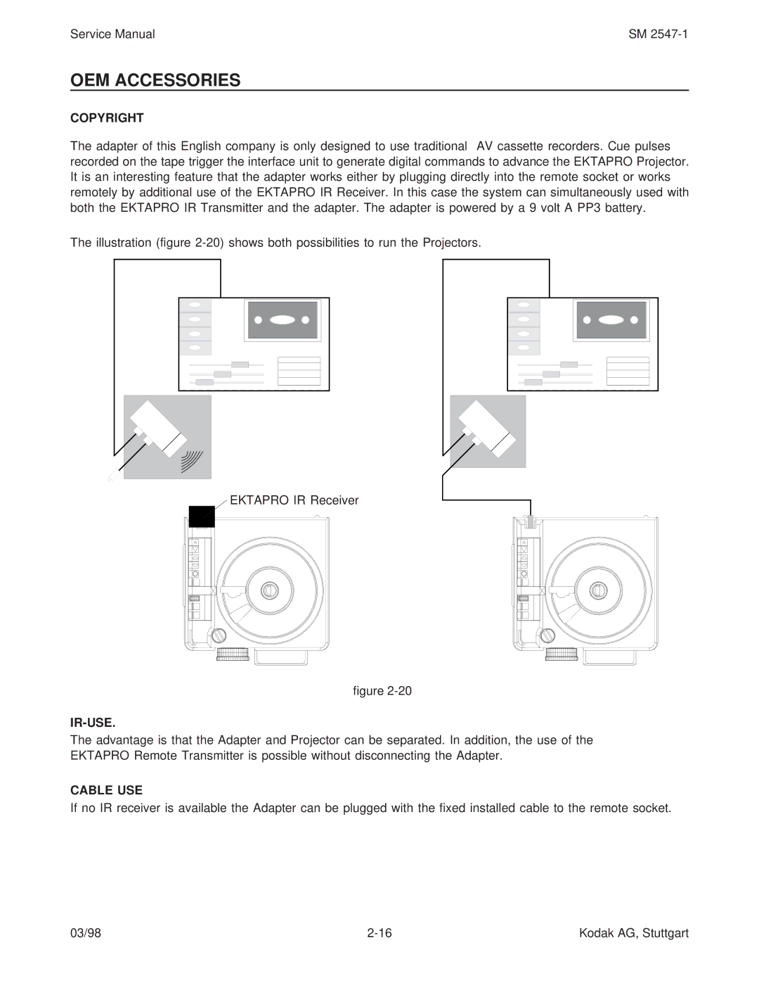 Kodak 9020/CINE service manual OEM Accessories, Copyright 