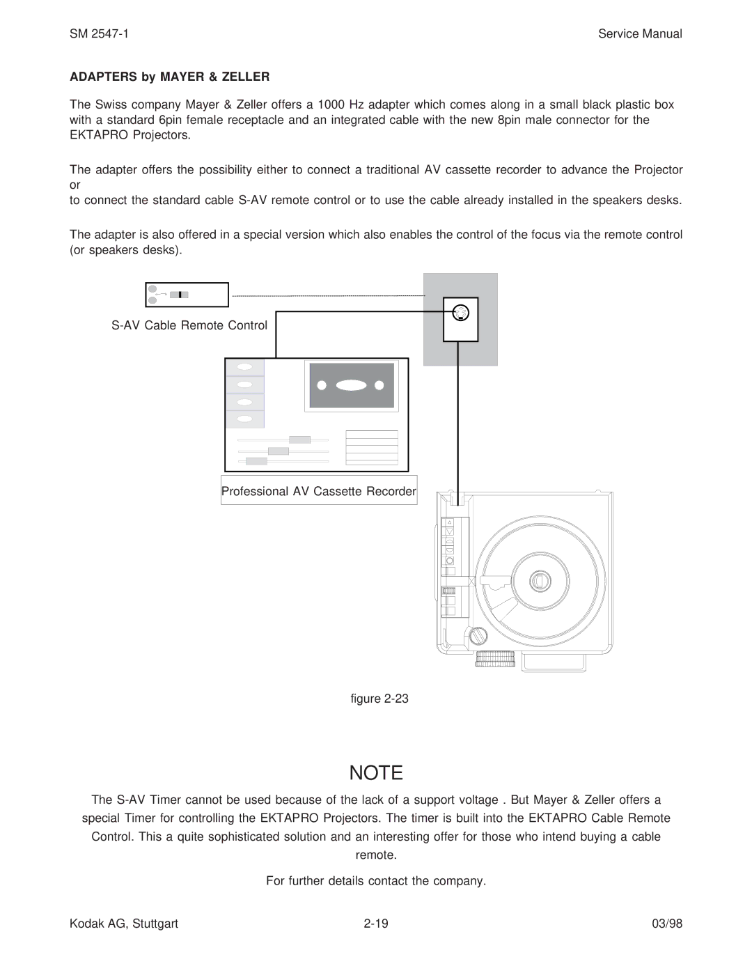 Kodak 9020/CINE service manual Adapters by Mayer & Zeller 