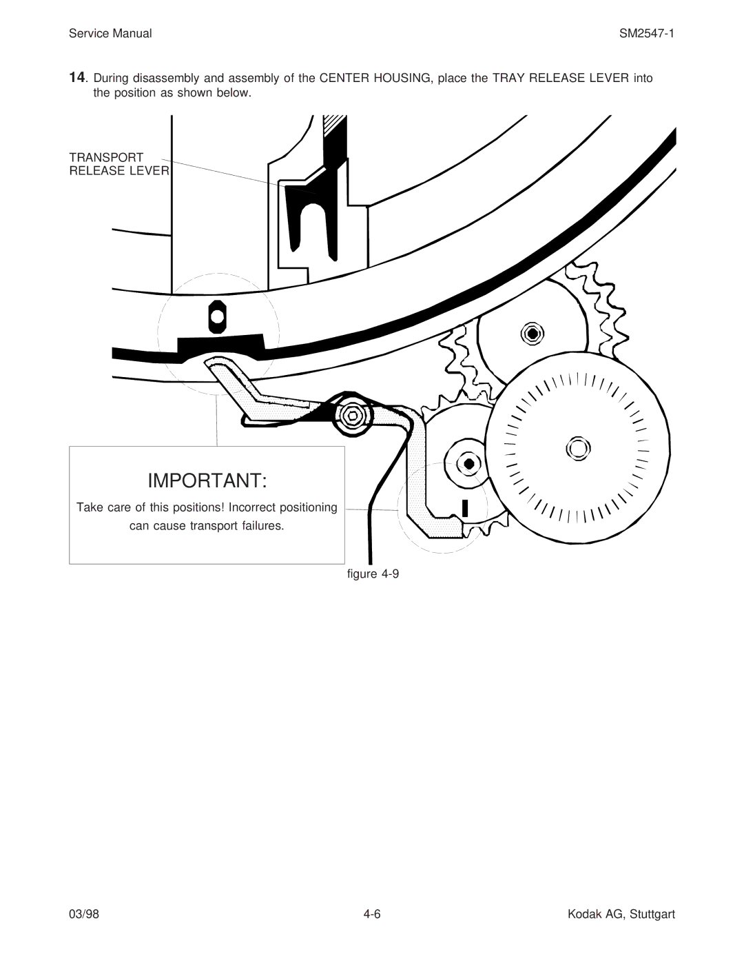 Kodak 9020/CINE service manual Transport Release Lever 