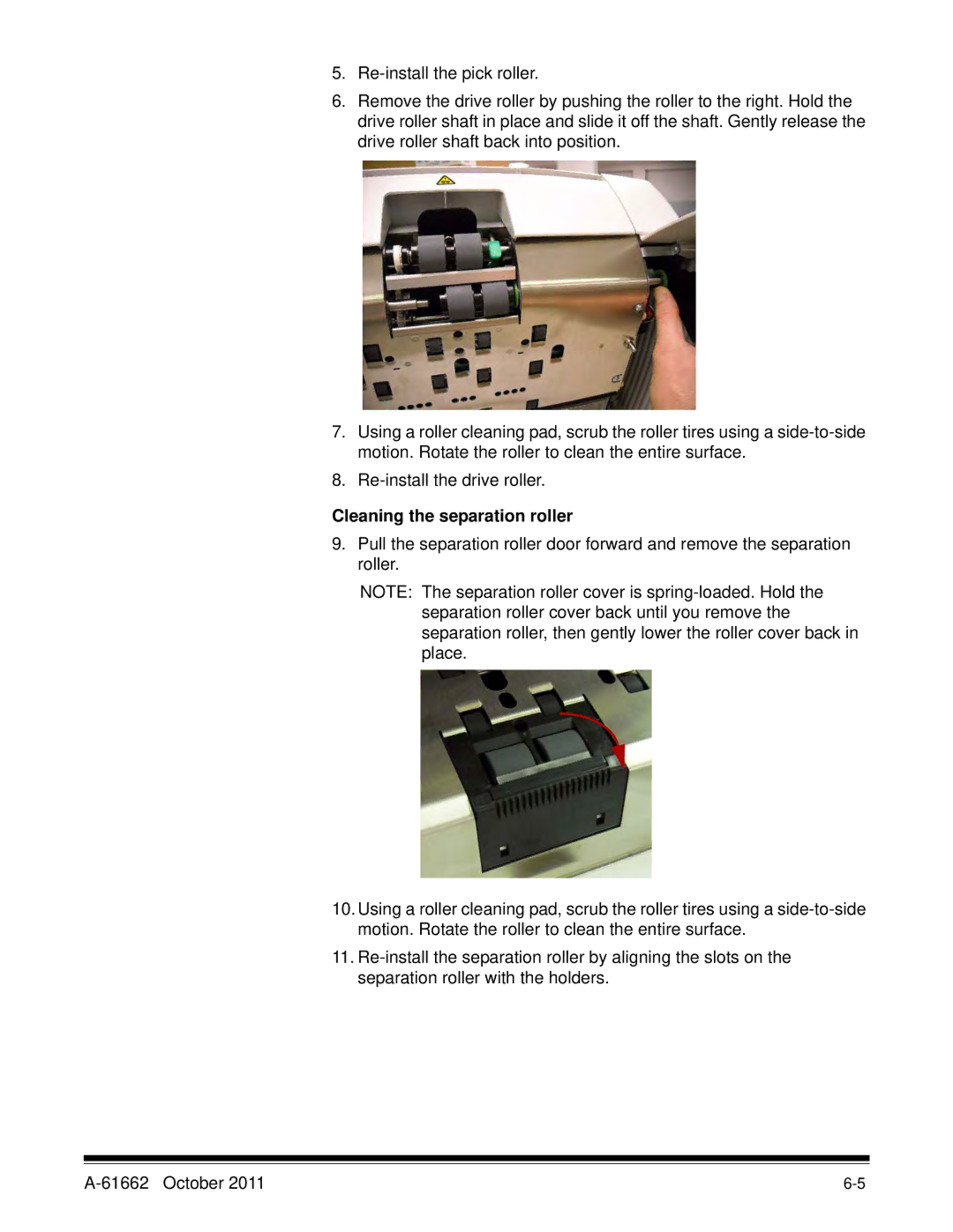 Kodak 9150DC, 9125DC, 9090DB, 9090DC manual Cleaning the separation roller 