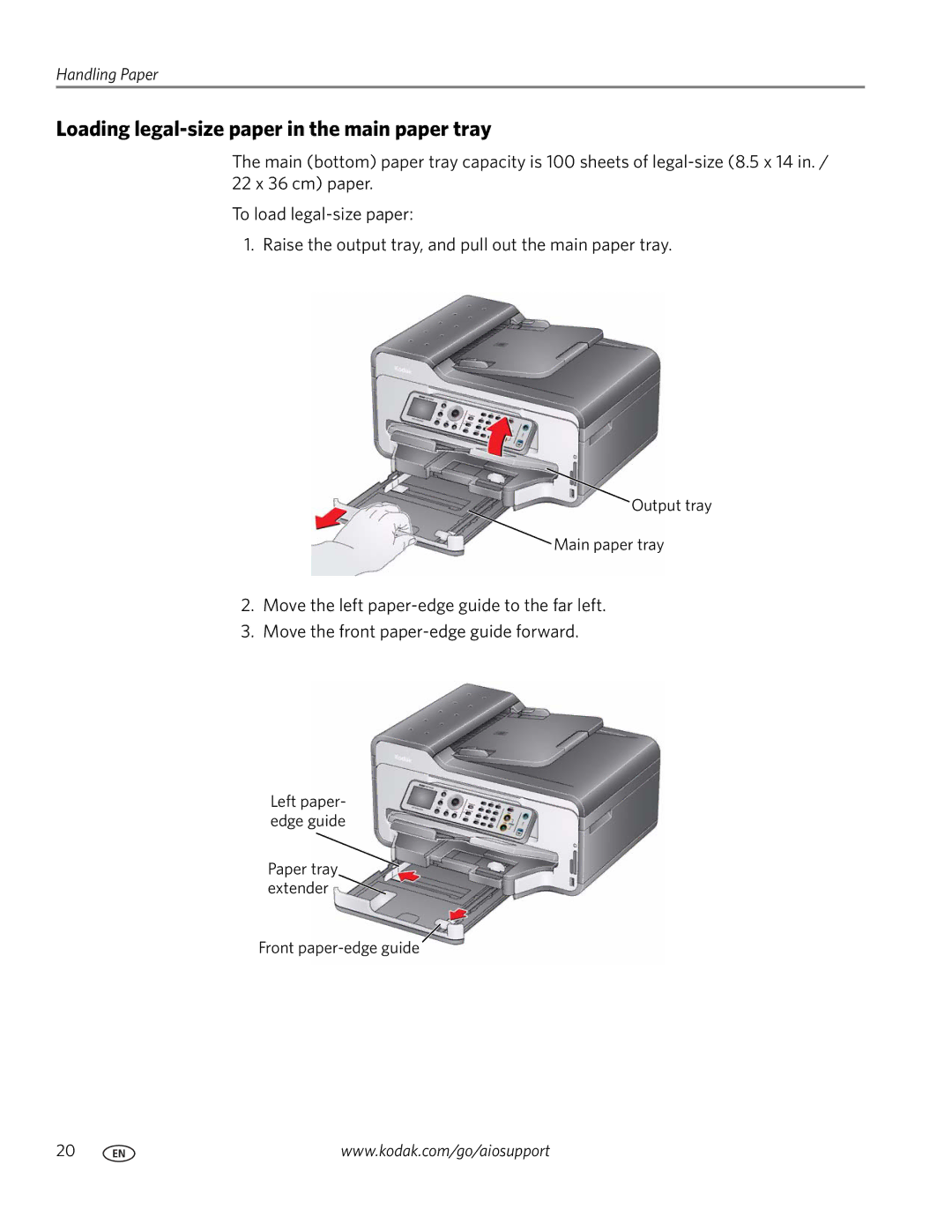 Kodak 9200 manual Loading legal-size paper in the main paper tray 