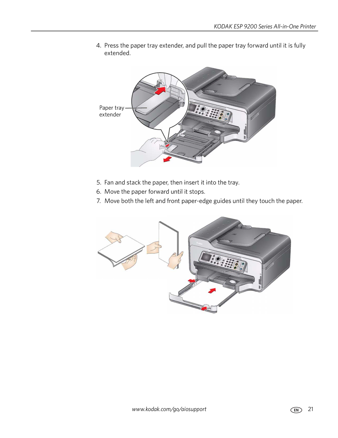 Kodak 9200 manual Paper tray extender 