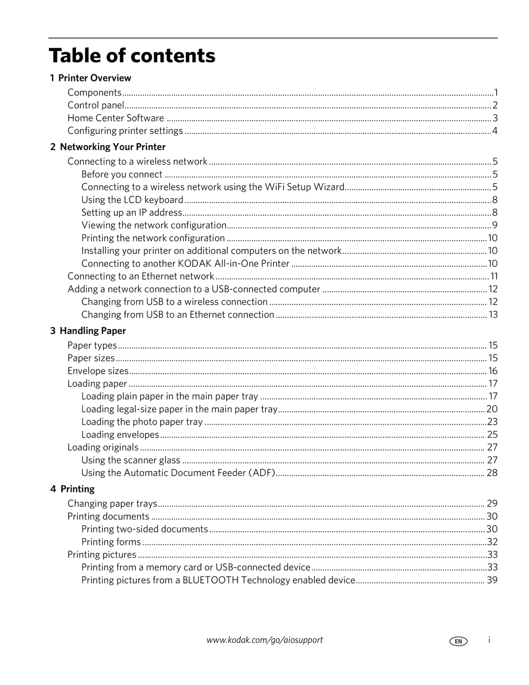 Kodak 9200 manual Table of contents 