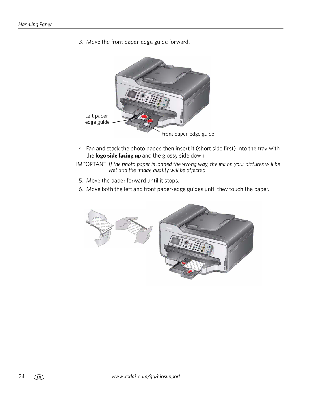 Kodak 9200 manual Left paper- edge guide Front paper-edge guide 