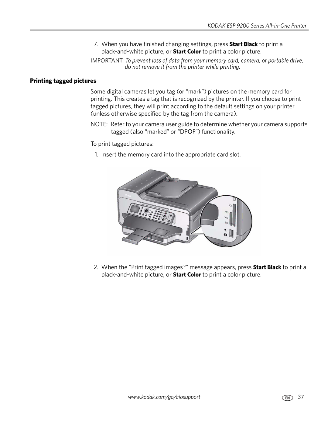 Kodak 9200 manual Printing tagged pictures 