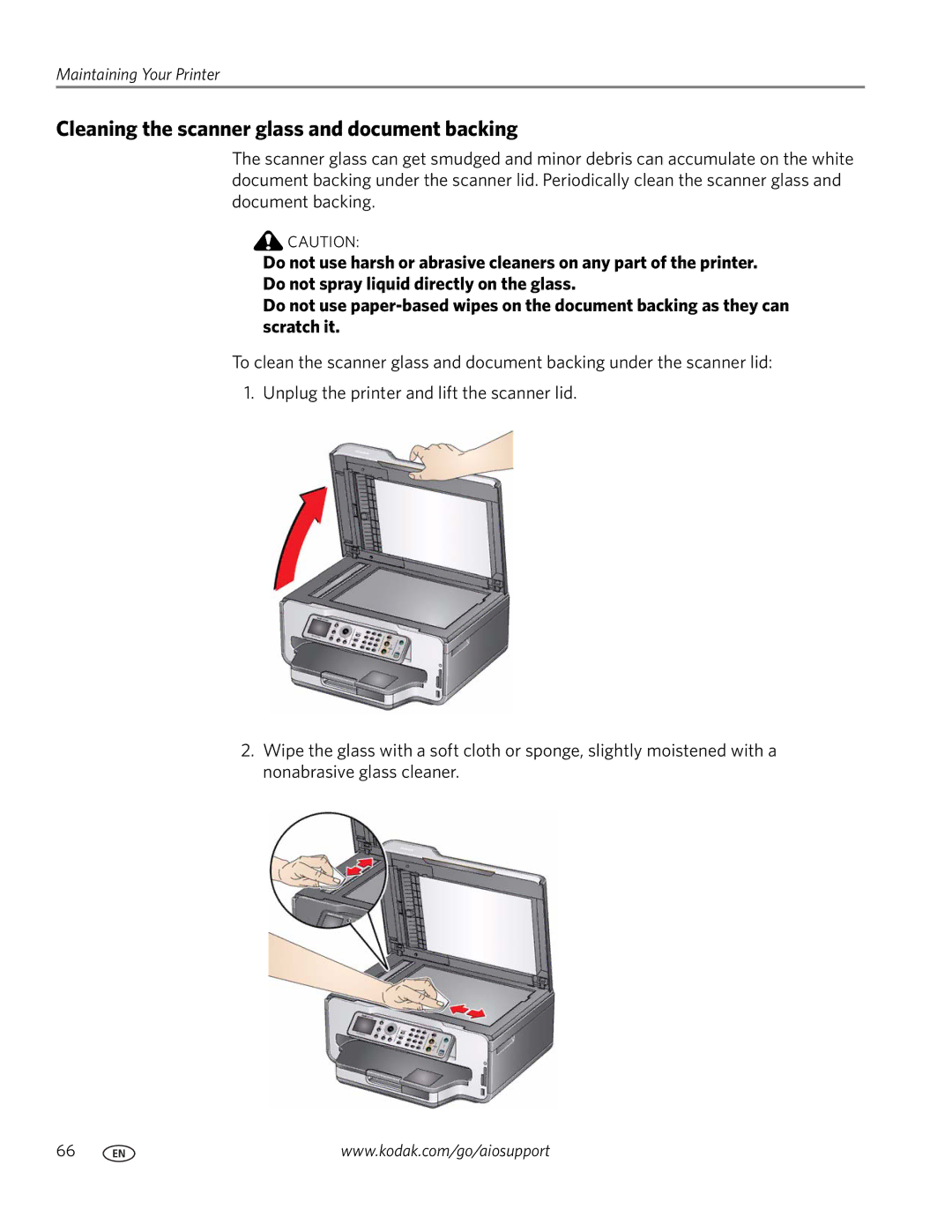 Kodak 9200 manual Cleaning the scanner glass and document backing 