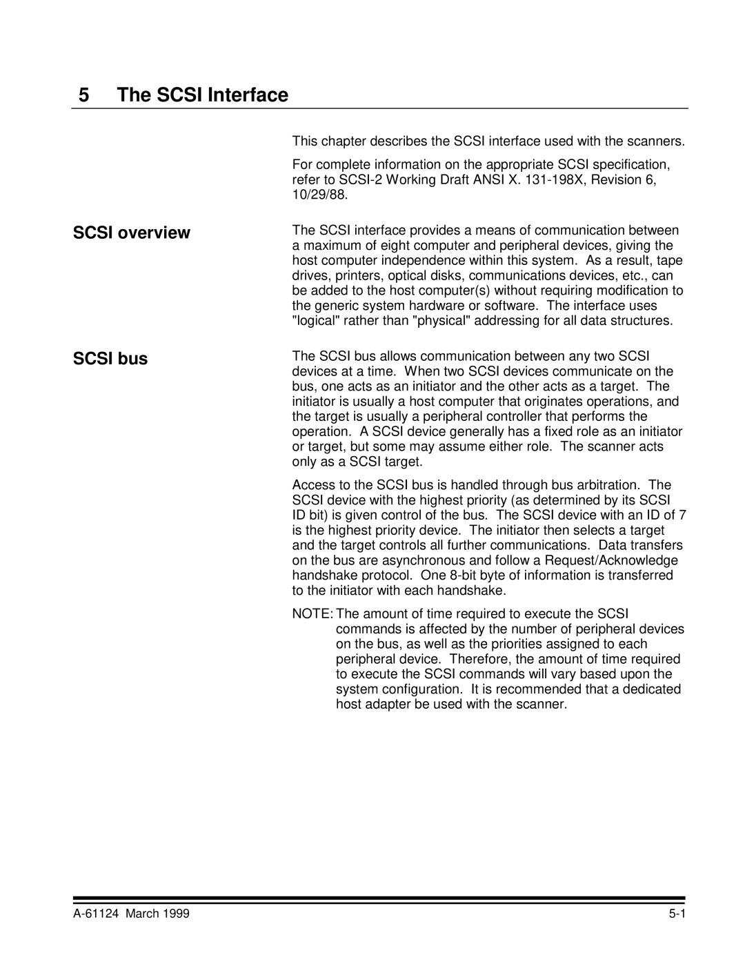 Kodak 9500 manual Scsi Interface, Scsi overview Scsi bus 