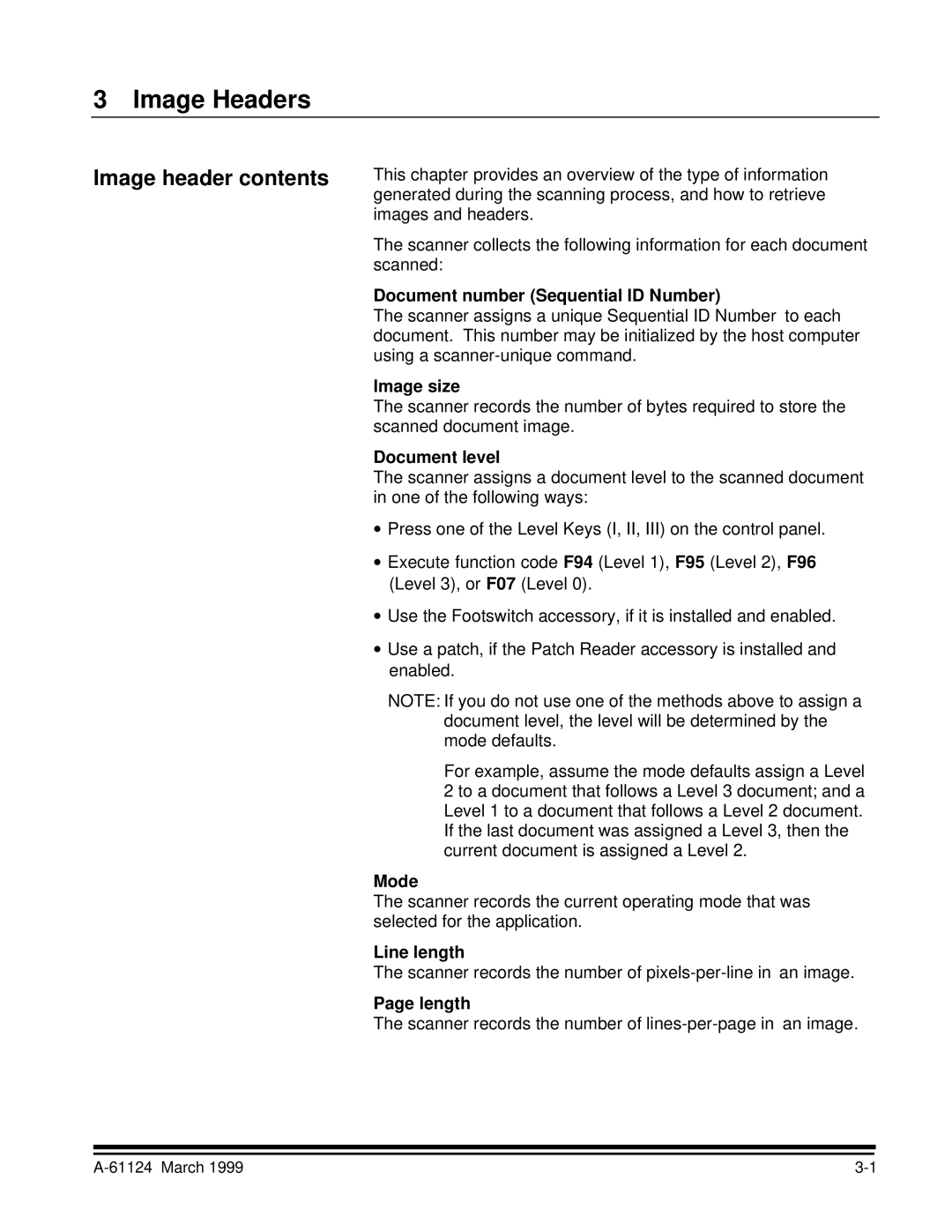 Kodak 9500 manual Image Headers, Image header contents 