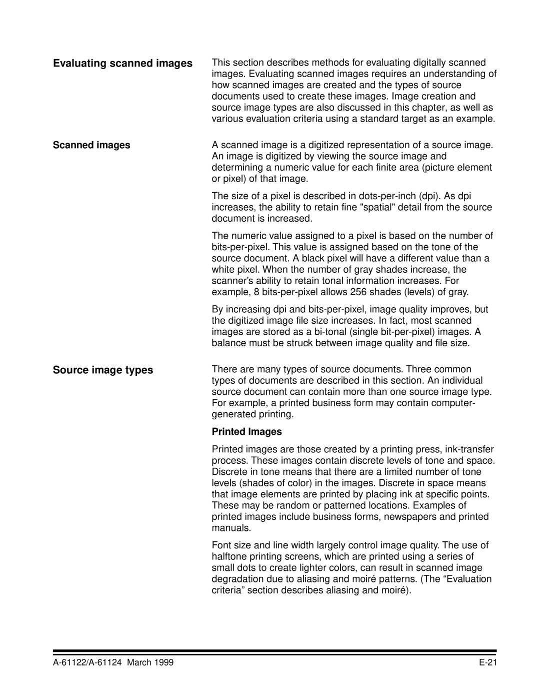 Kodak 9500 manual Evaluating scanned images, Source image types, Scanned images, Printed Images 