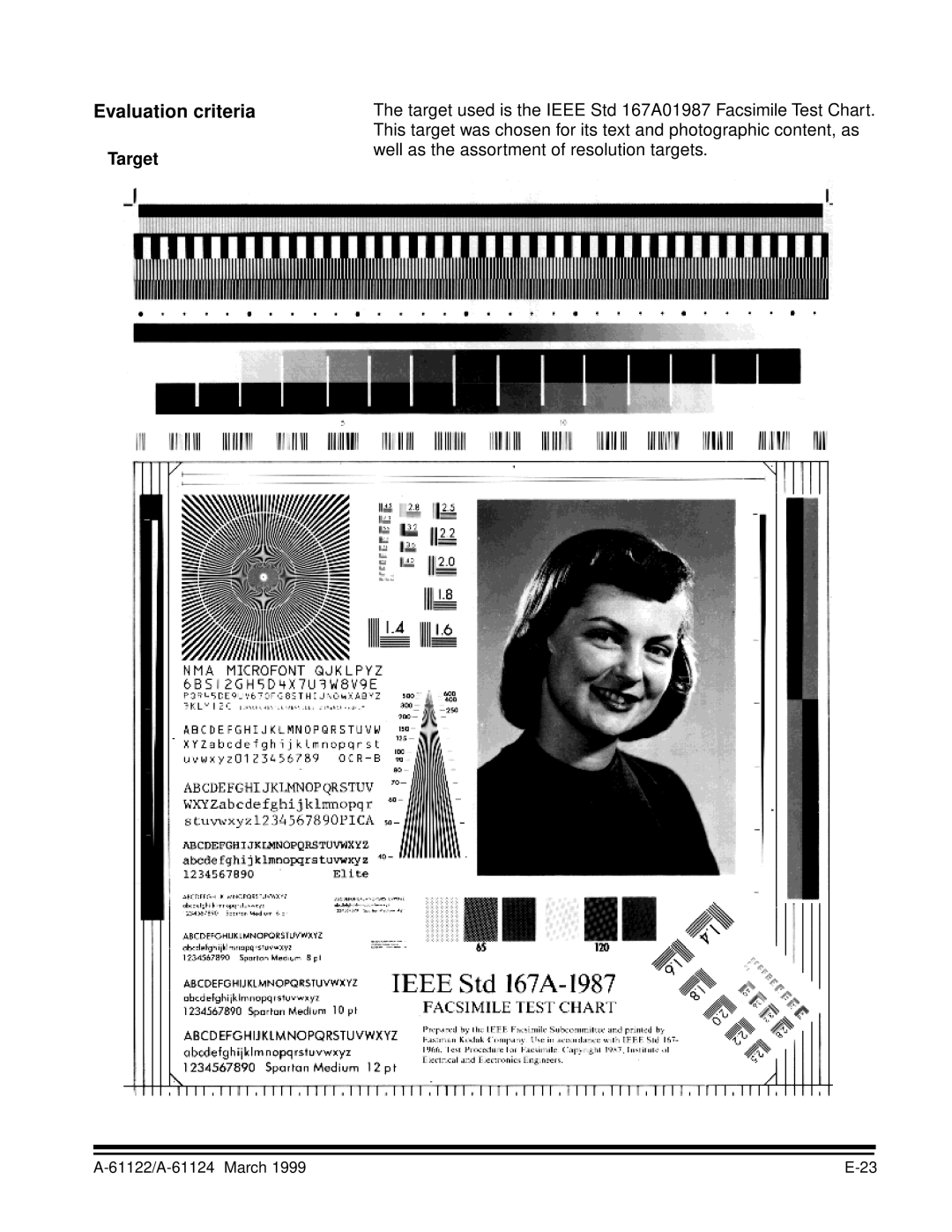 Kodak 9500 manual Evaluation criteria, Target 