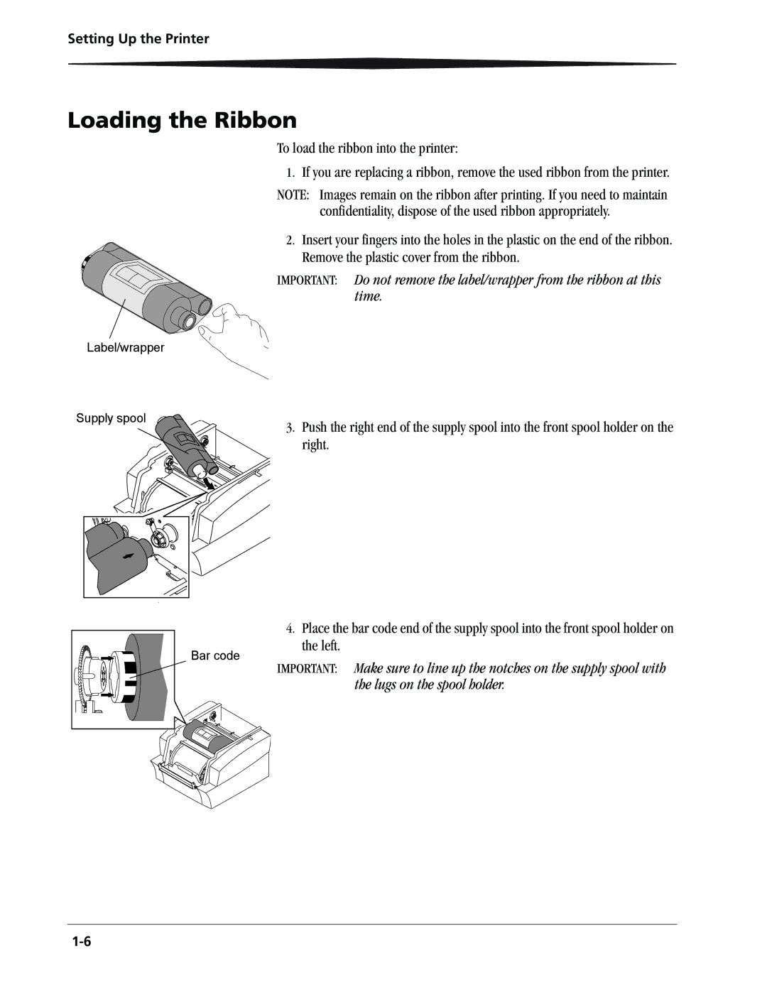 Kodak 9810 manual Loading the Ribbon 