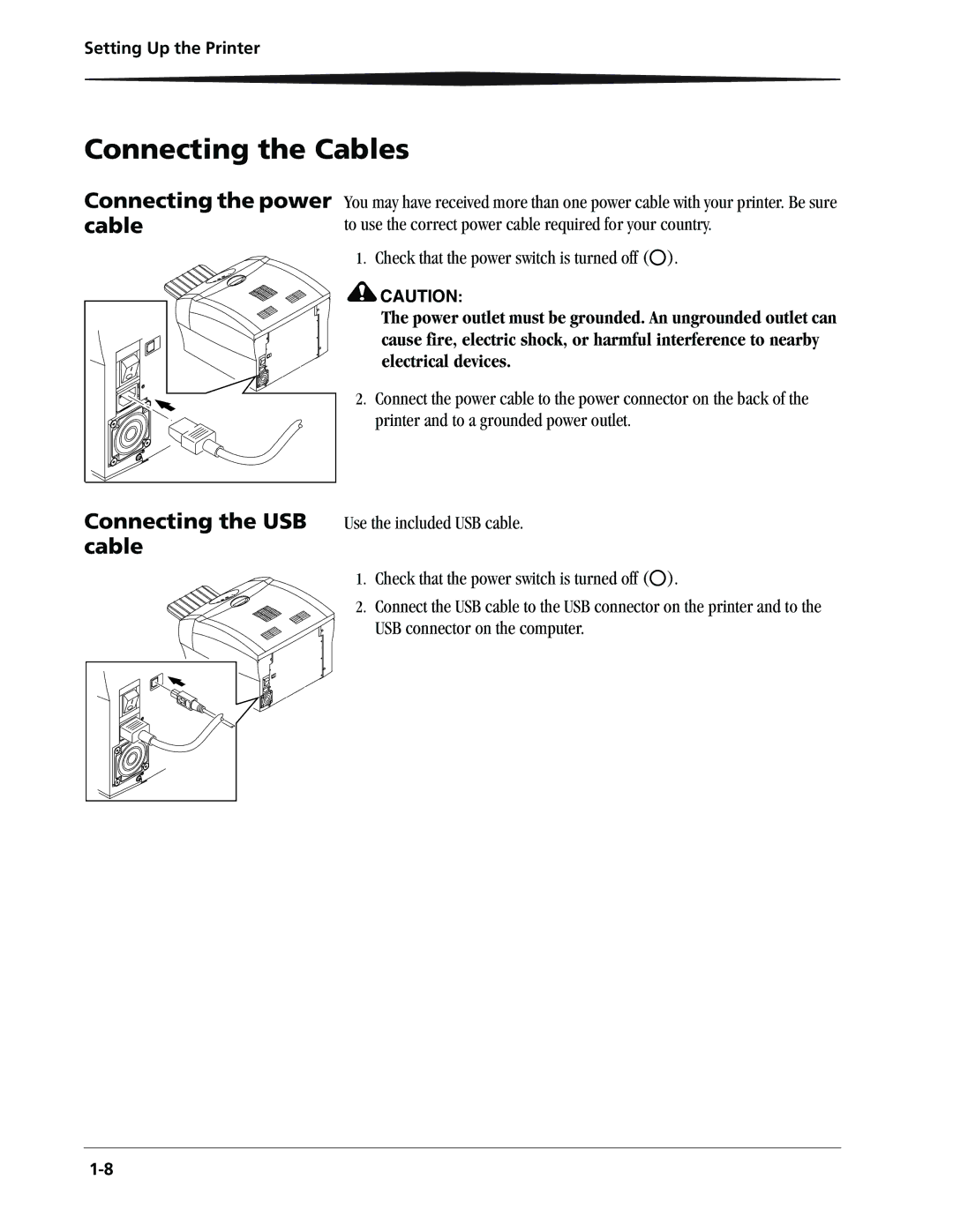 Kodak 9810 manual Connecting the Cables, Connecting the power cable 