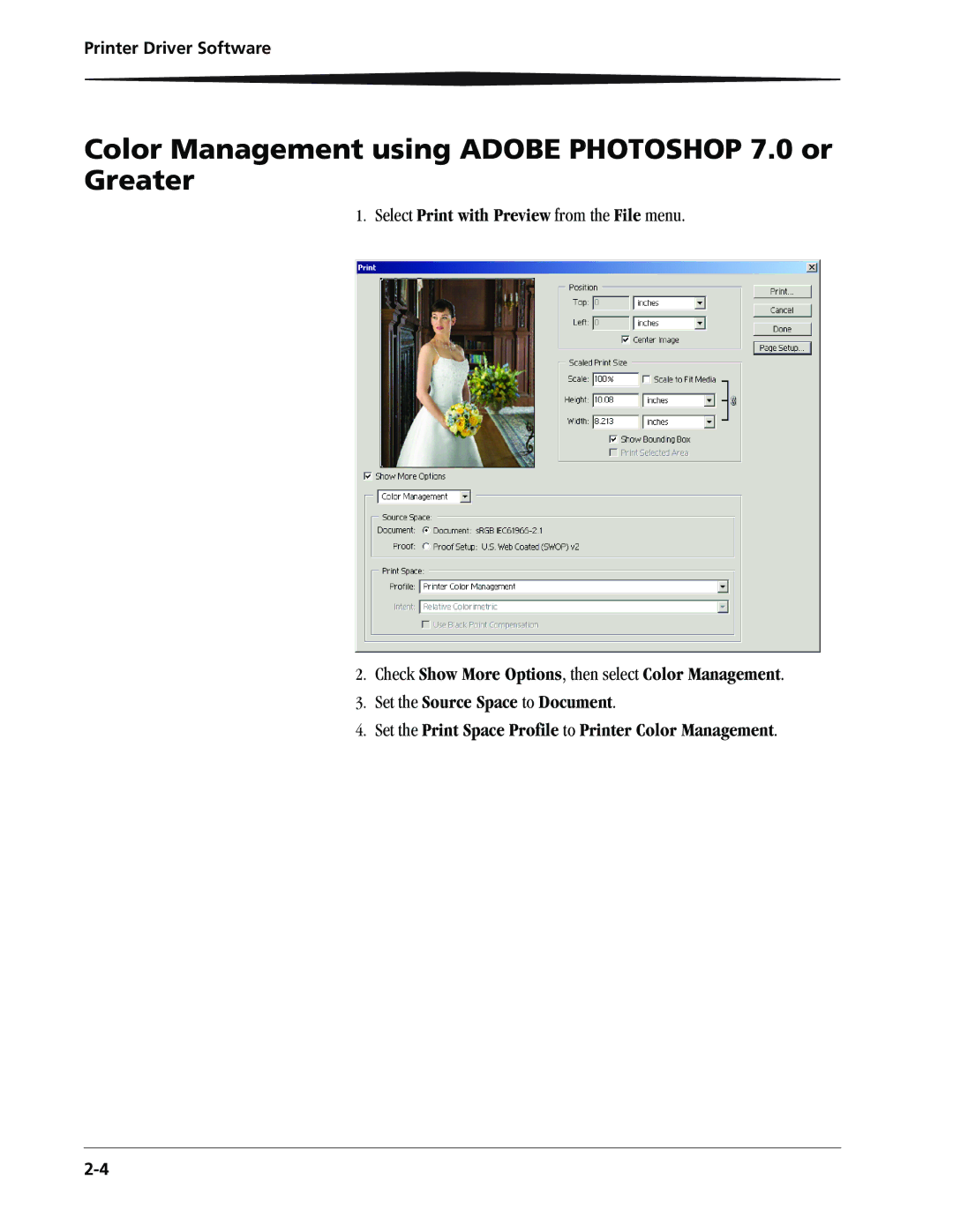 Kodak 9810 manual Color Management using Adobe Photoshop 7.0 or Greater 