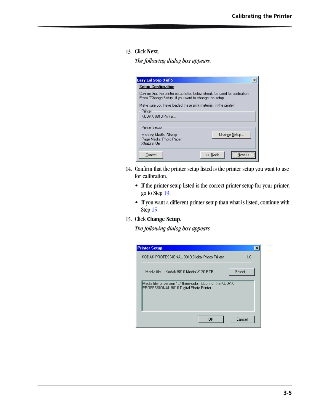 Kodak 9810 manual Click Change Setup 