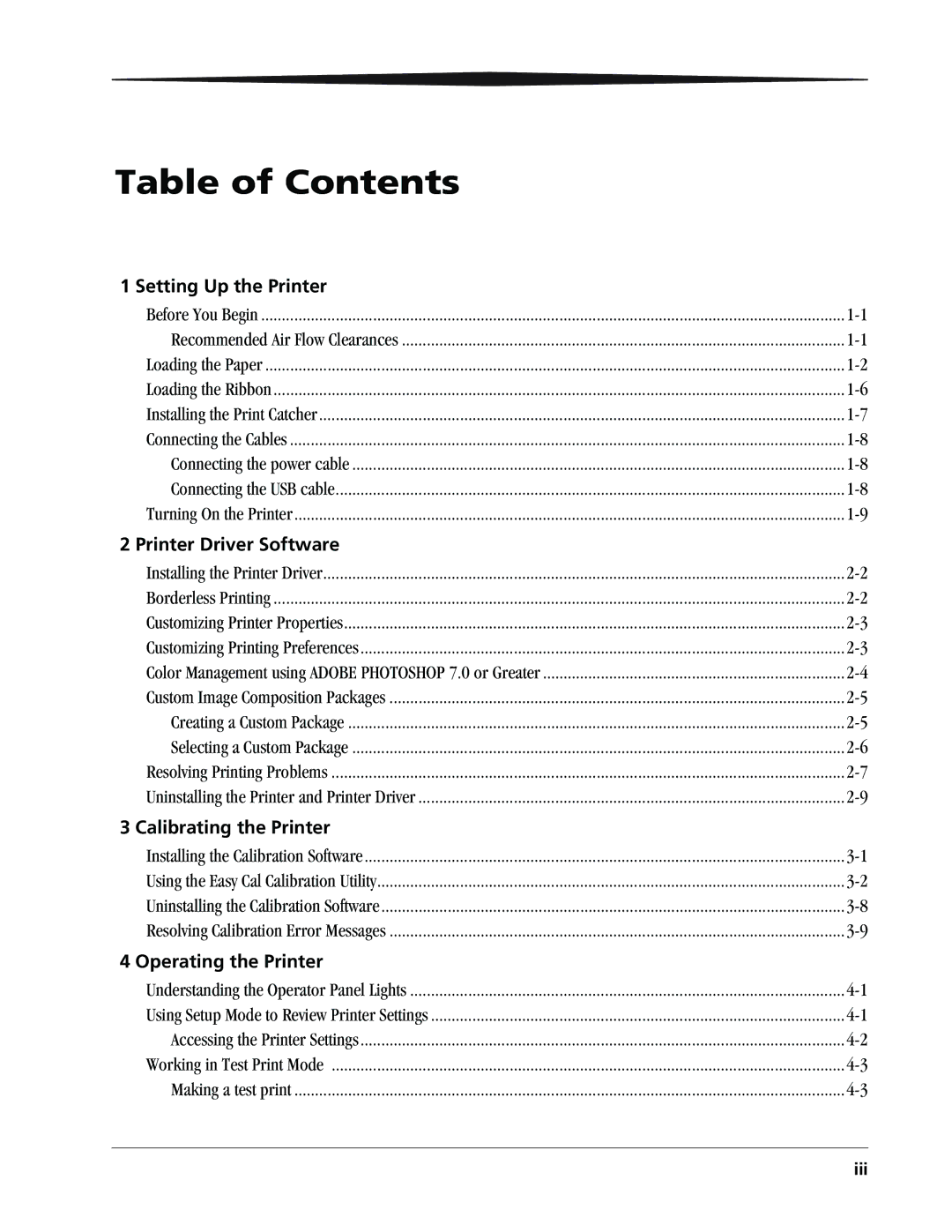 Kodak 9810 manual Table of Contents 