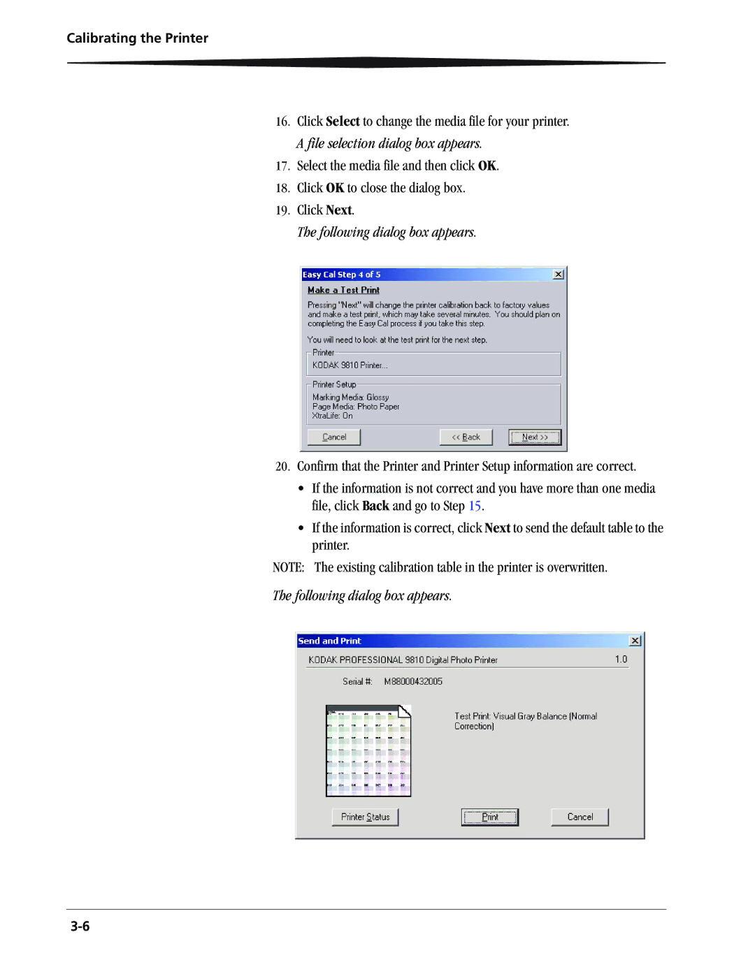 Kodak 9810 manual Following dialog box appears 