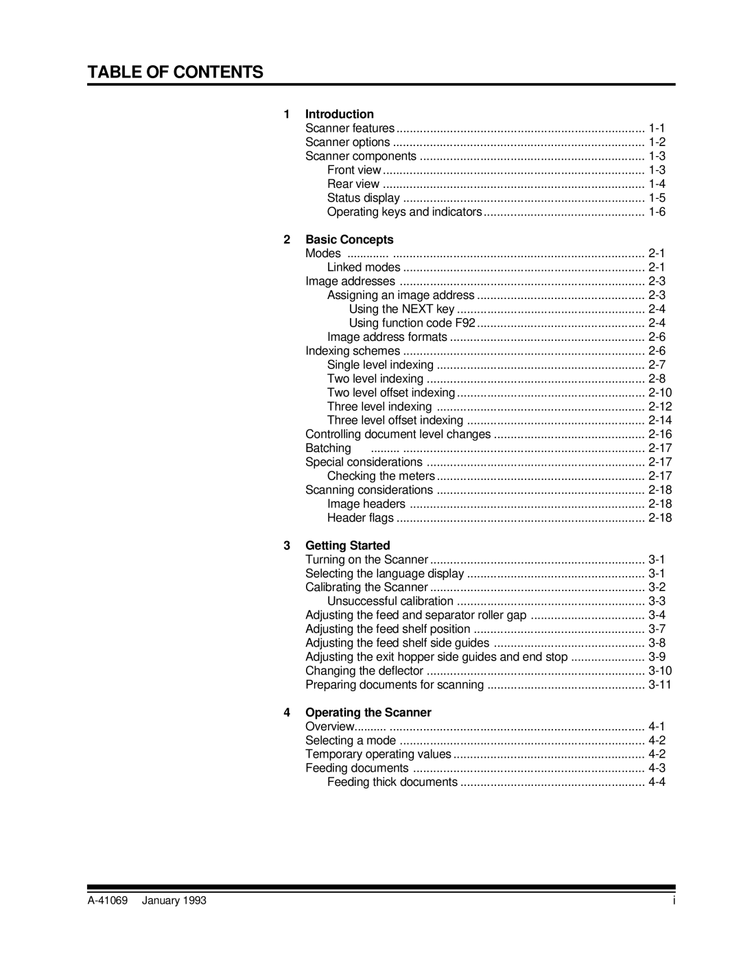 Kodak A-41069 user manual Table of Contents 