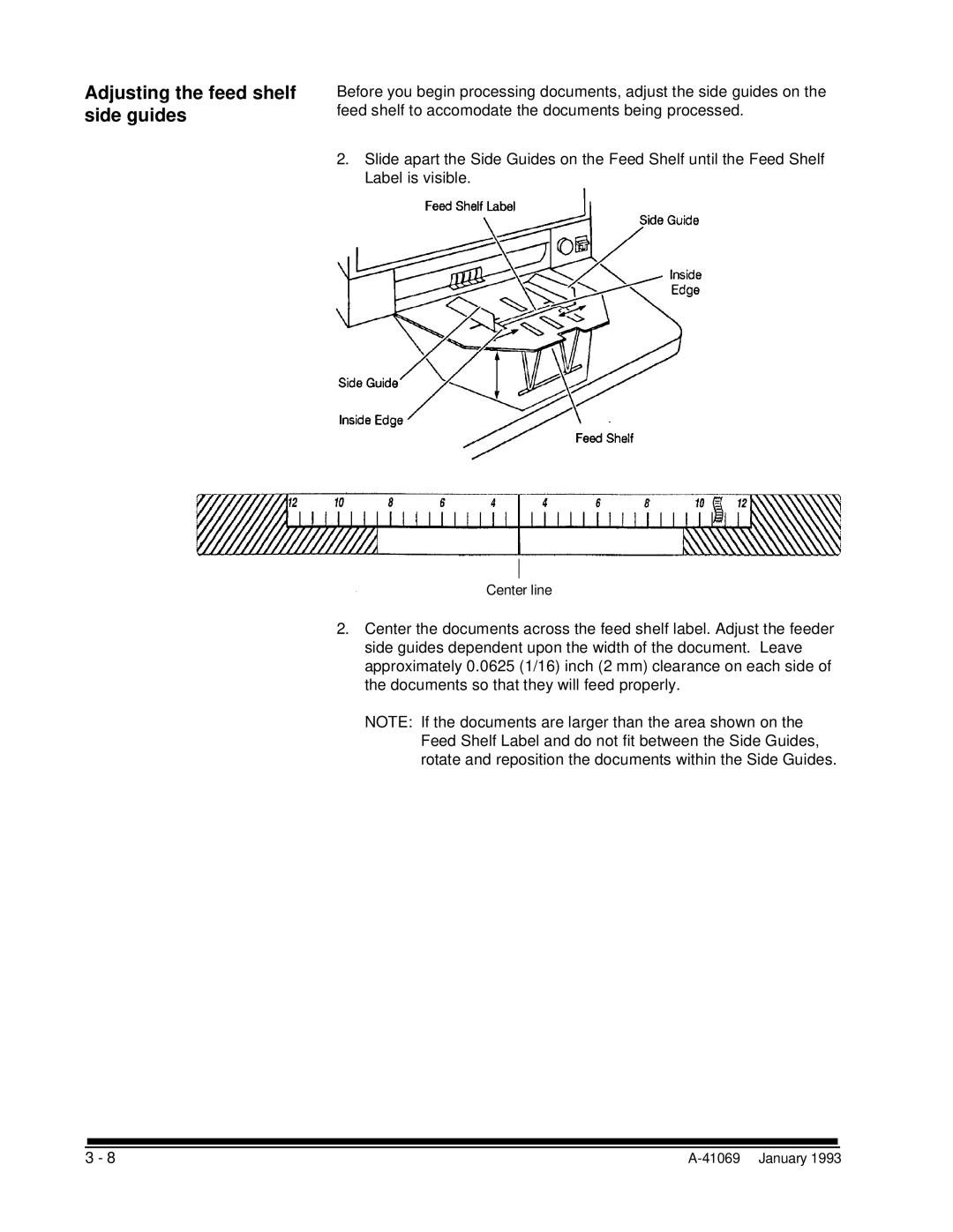 Kodak A-41069 user manual Adjusting the feed shelf side guides 