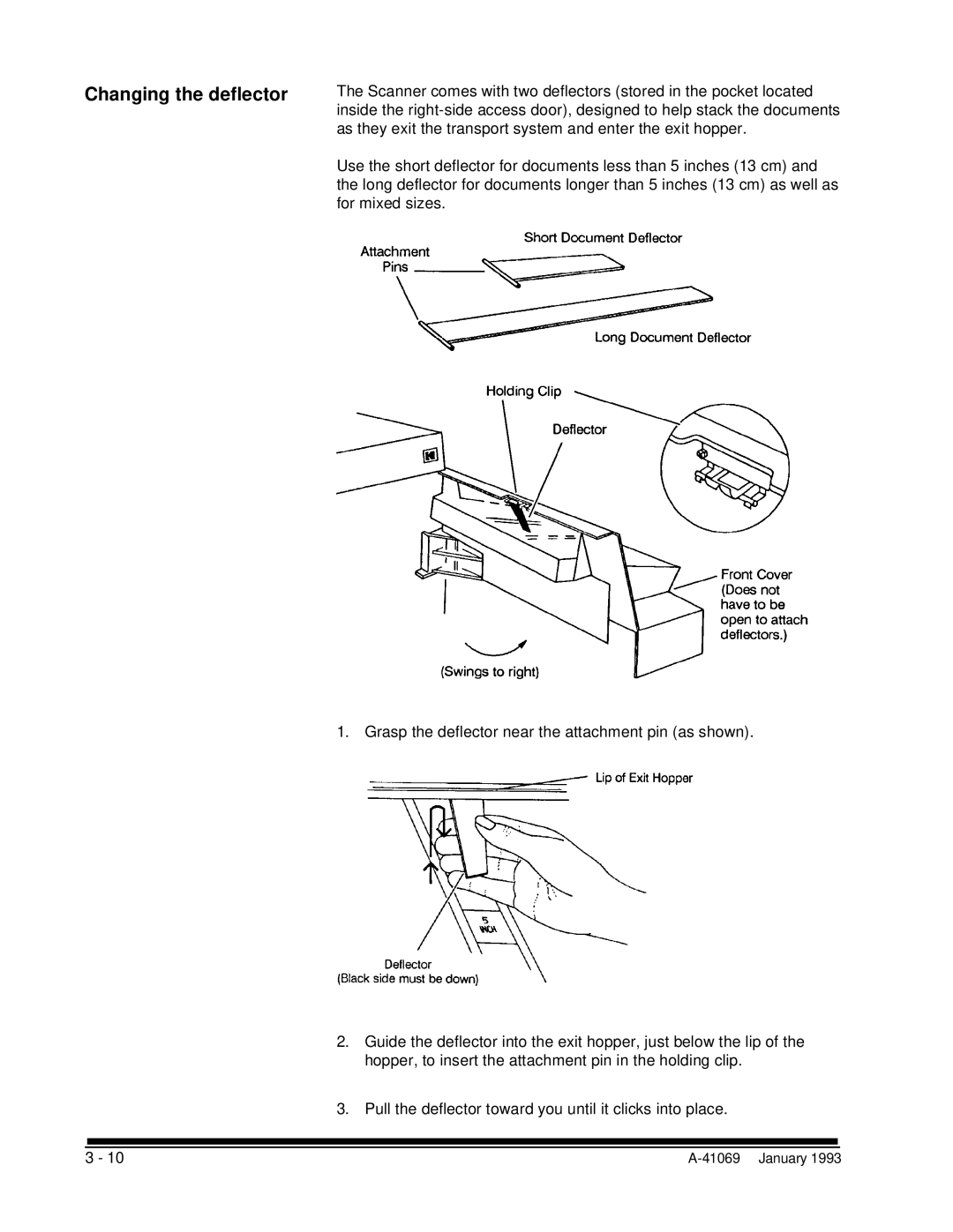 Kodak A-41069 user manual Changing the deflector 