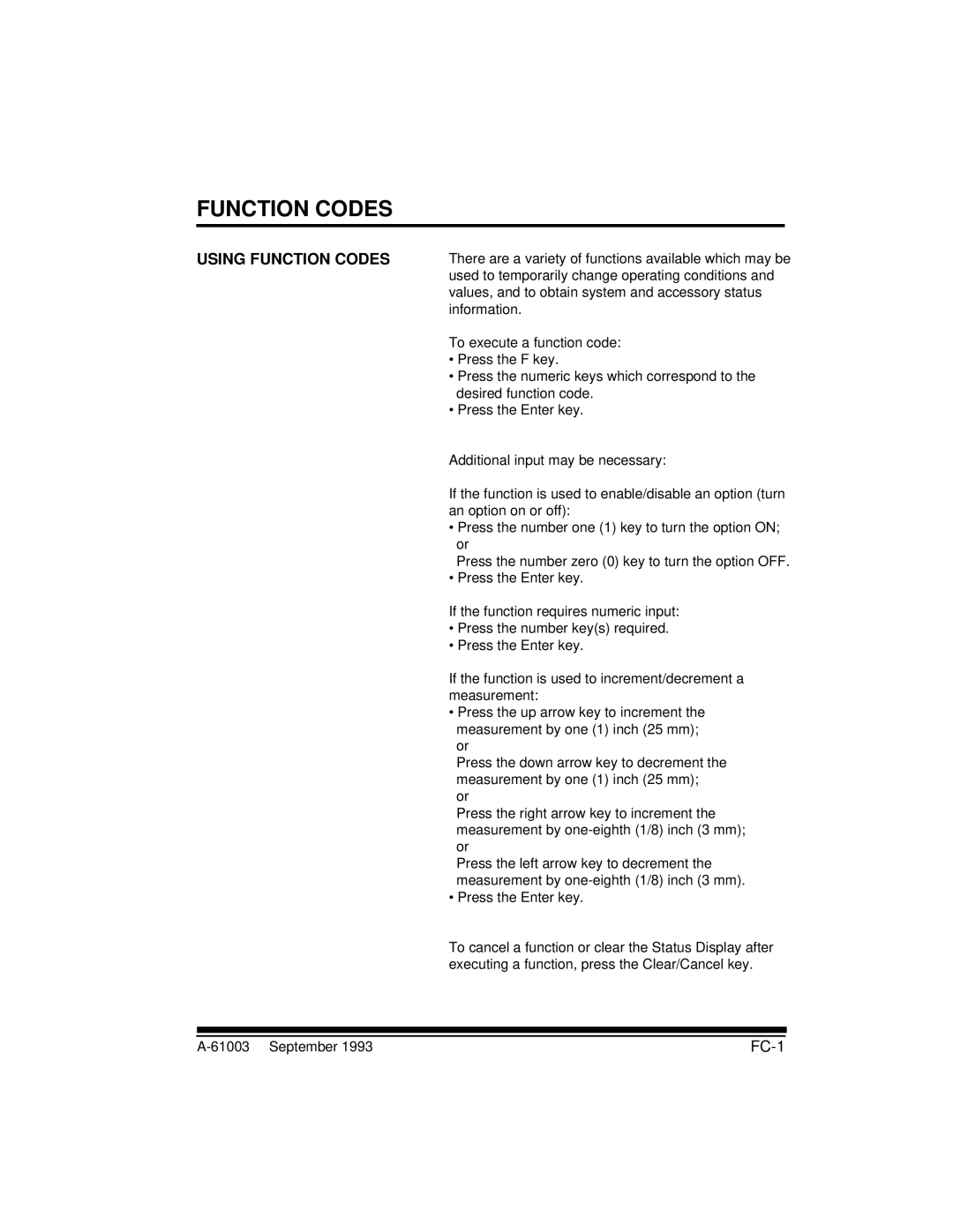 Kodak A-61003 manual Using Function Codes, FC-1 