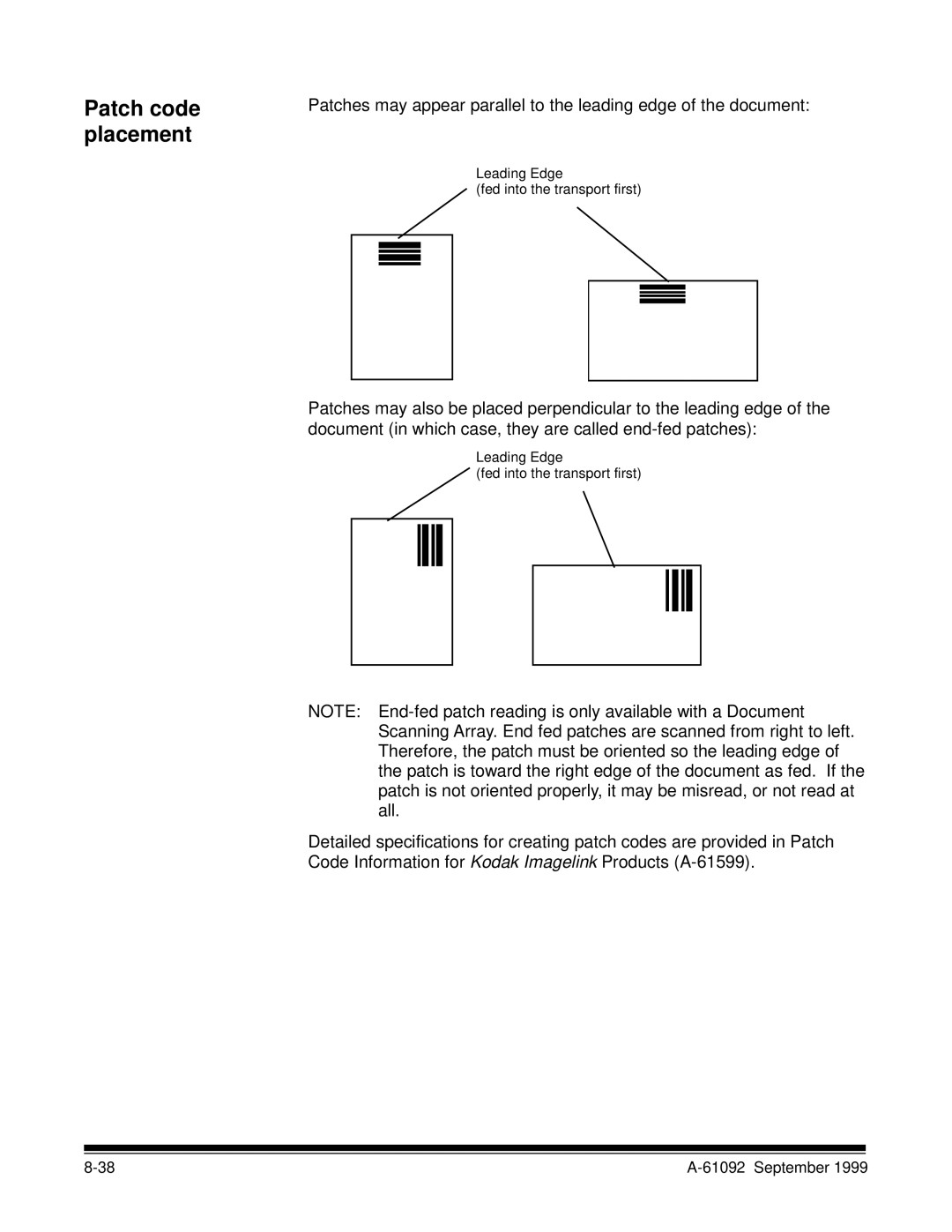 Kodak A-61092 manual Patch code placement 