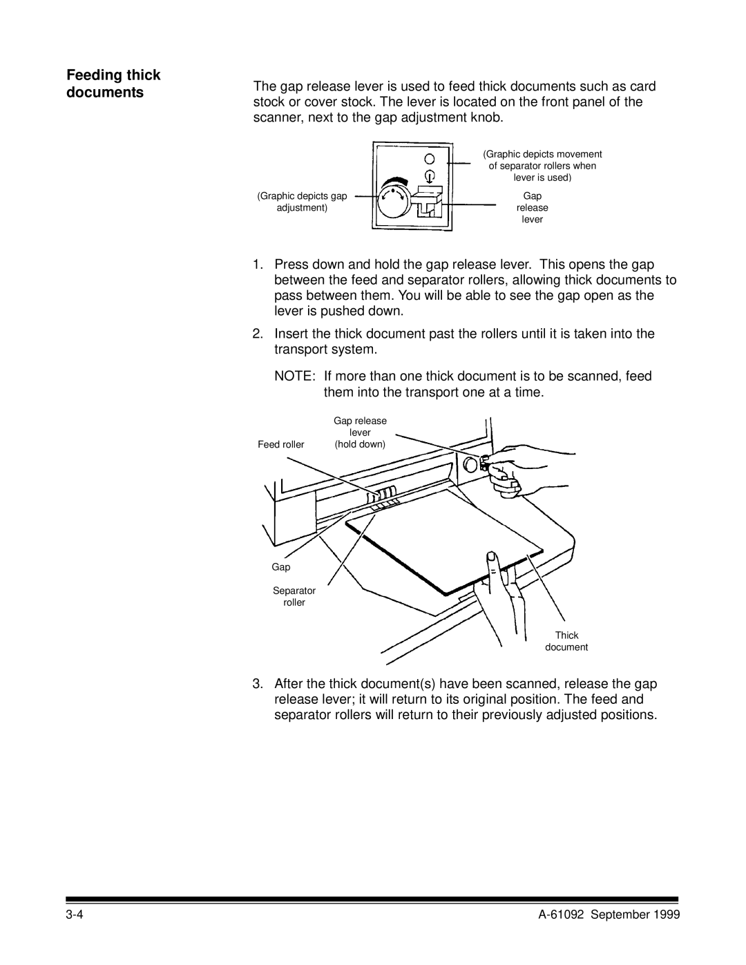 Kodak A-61092 manual Feeding thick documents 