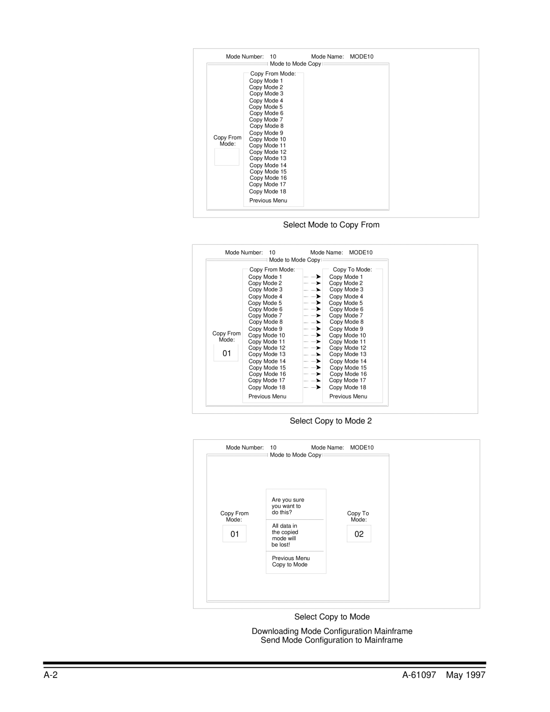 Kodak A-61097 manual Select Mode to Copy From 