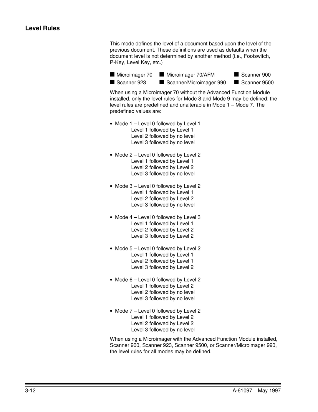 Kodak A-61097 manual Level Rules 