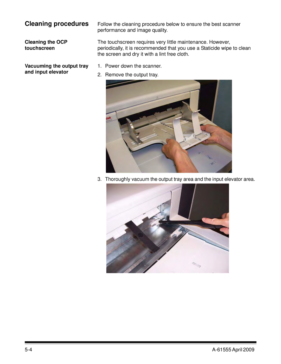 Kodak A-61555 manual Cleaning procedures 