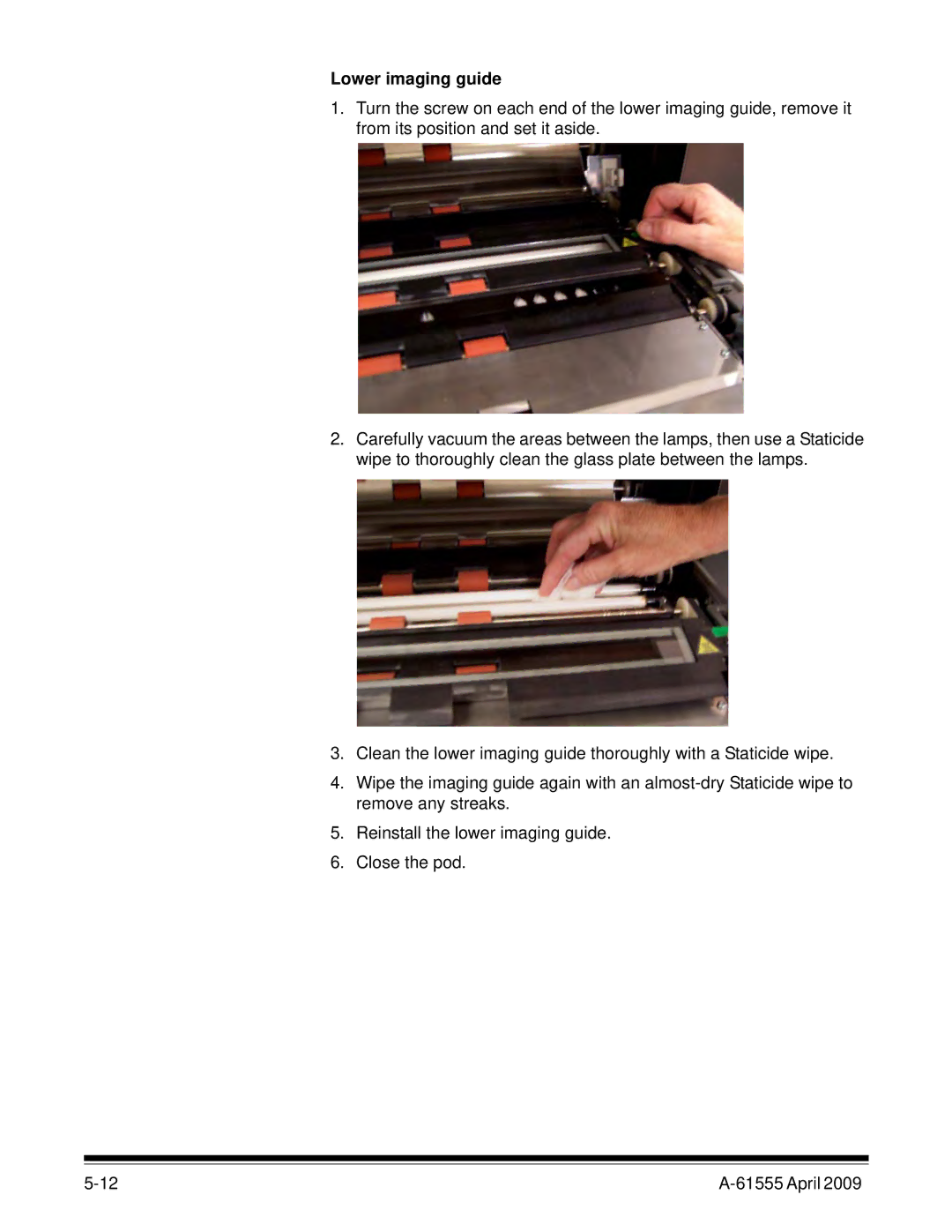 Kodak A-61555 manual Lower imaging guide 