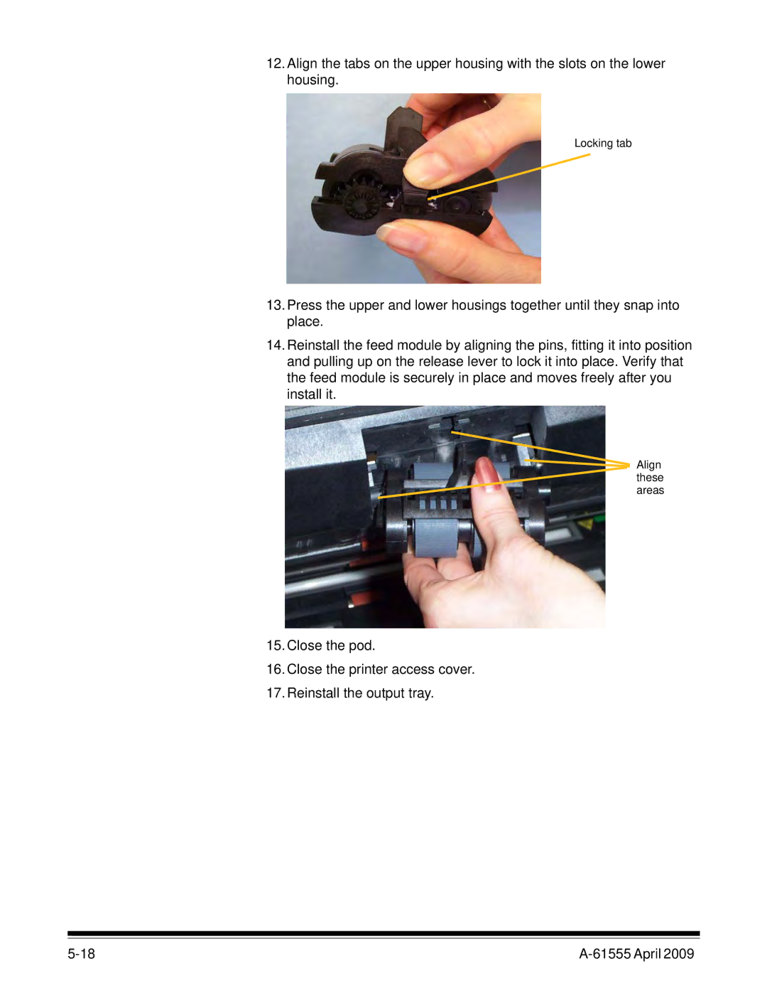 Kodak A-61555 manual Locking tab 