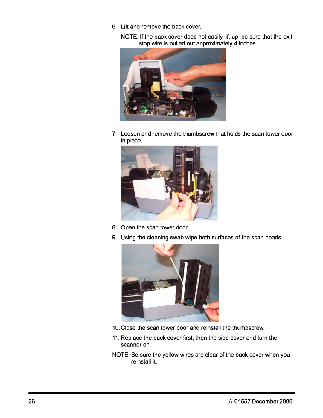 Kodak A-61557 manual Lift and remove the back cover 