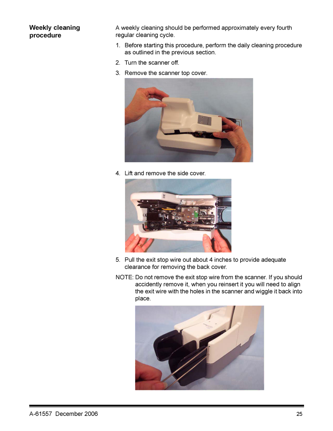 Kodak A-61557 manual Weekly cleaning, Procedure 