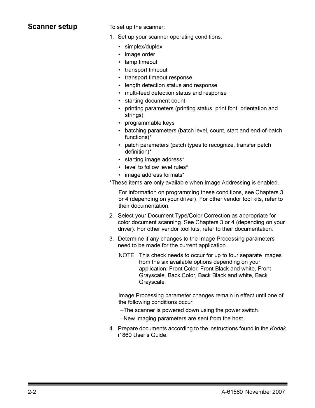 Kodak A-61580 manual Scanner setup 