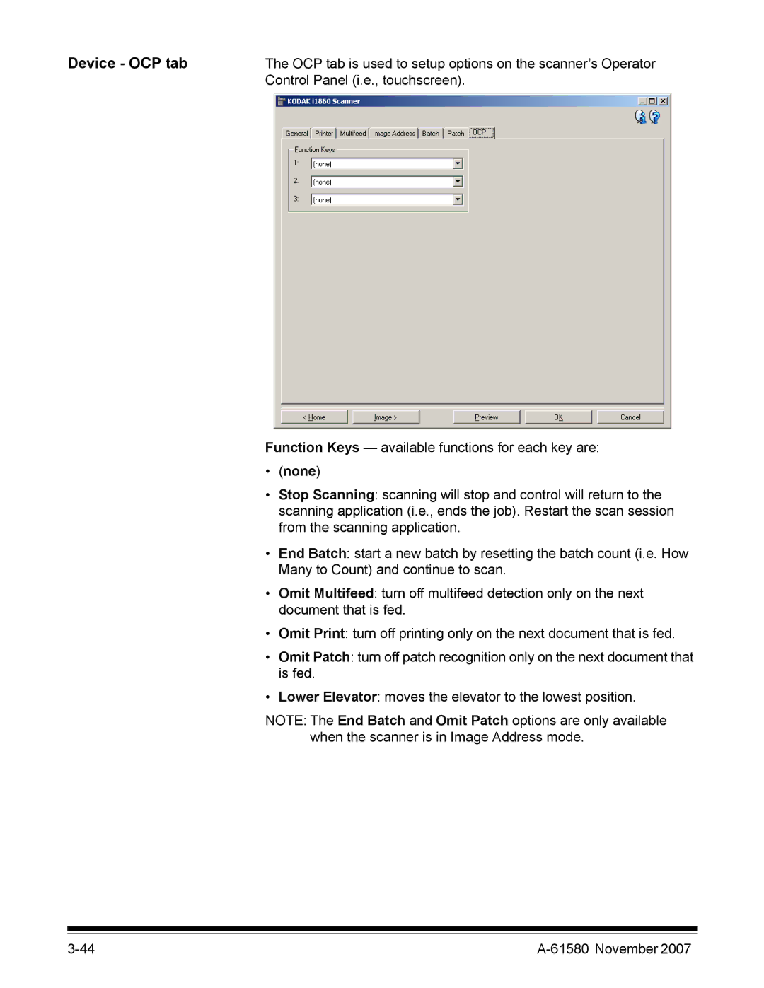 Kodak A-61580 manual Device OCP tab, None 