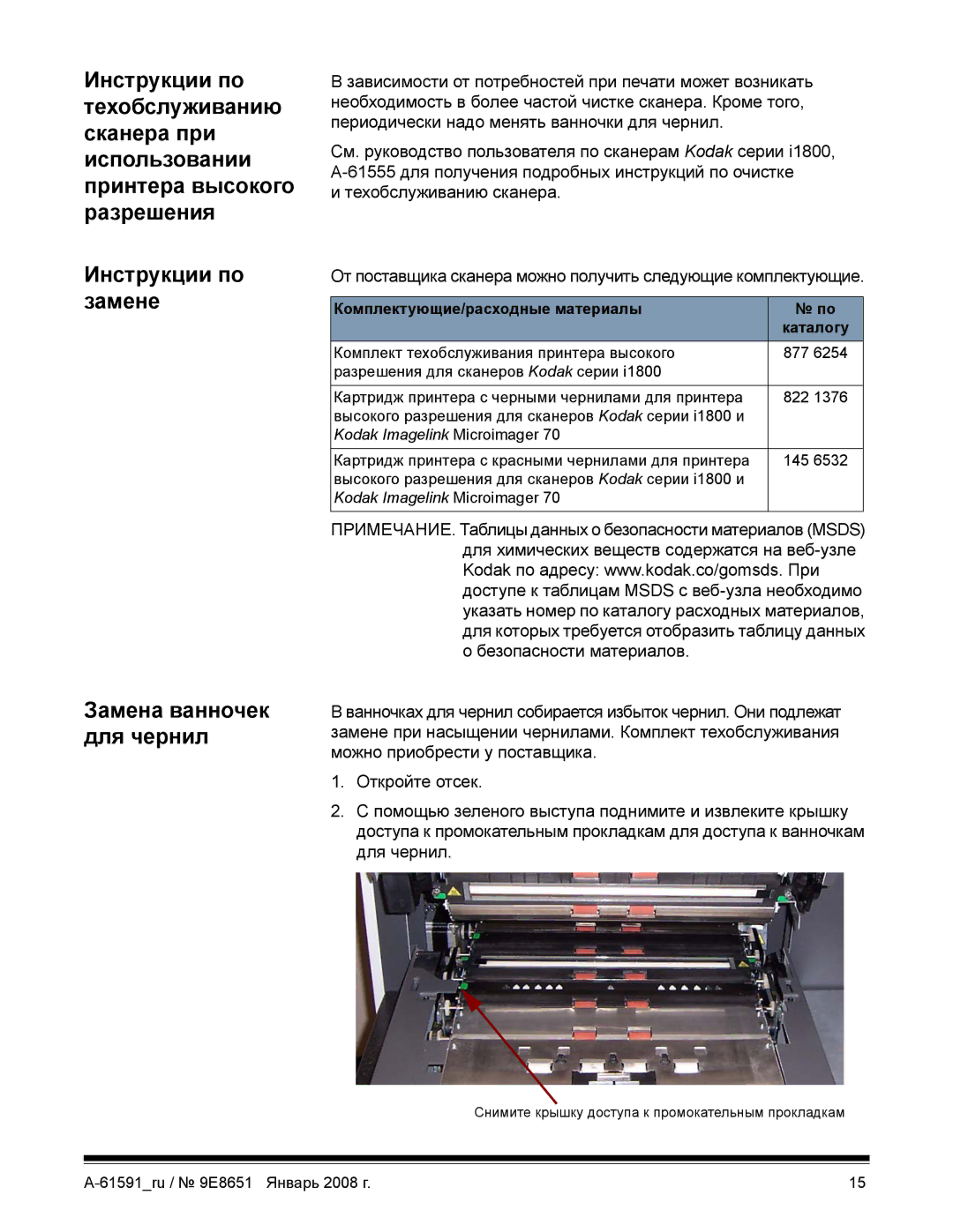 Kodak 9E8651, A-61597_RU manual Инструкции по замене Замена ванночек для чернил, Комплектующие/расходные материалы Каталогу 