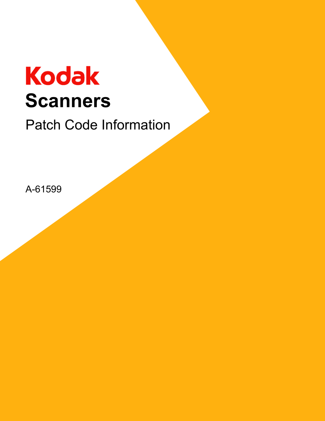 Kodak manual Scanners, Patch Code Information, CAT No. 845 A-61599 October 