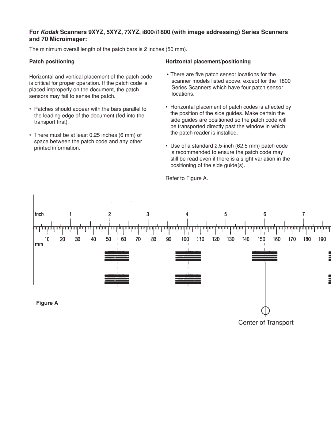 Kodak A-61599 manual Patch positioning Horizontal placement/positioning, Figure a 