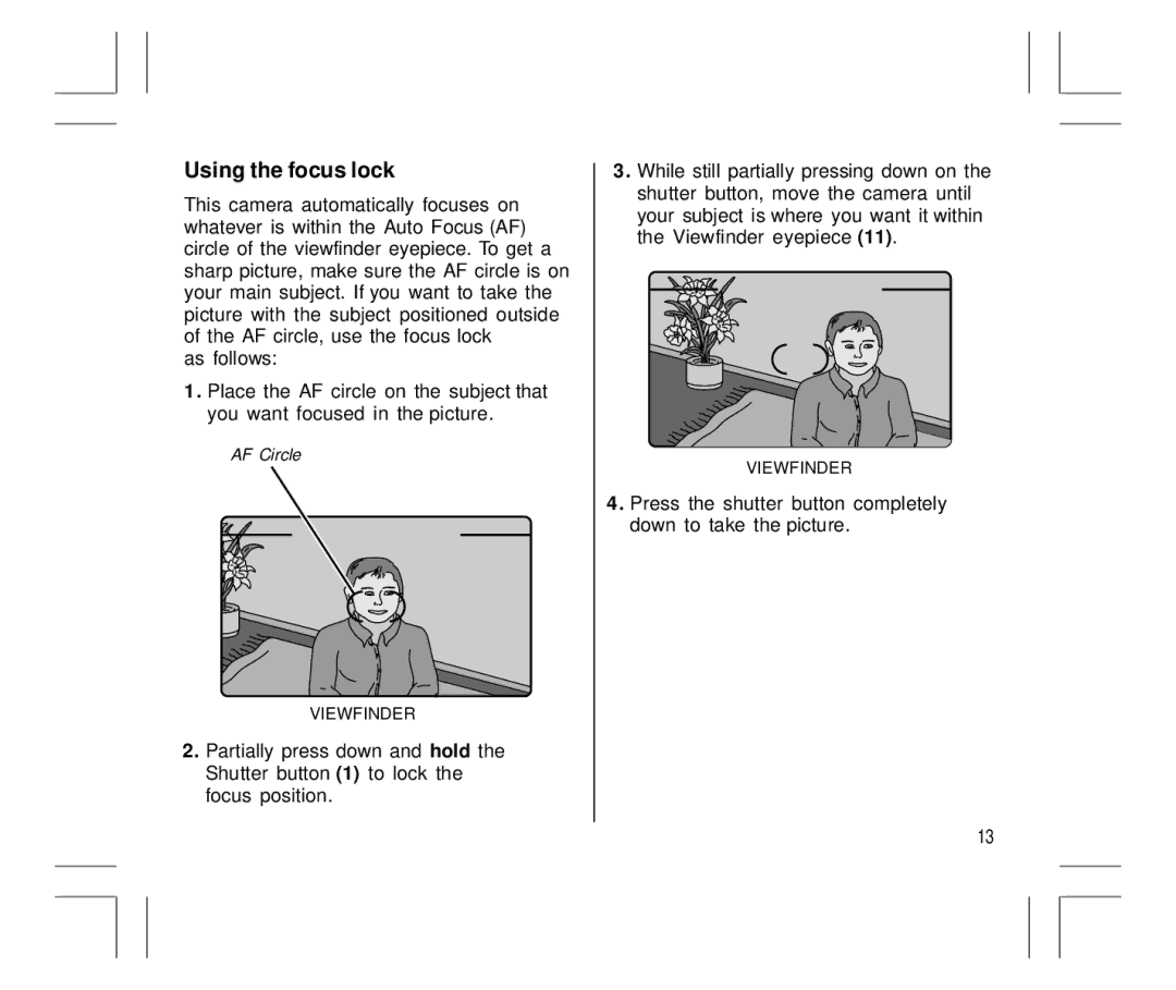 Kodak Auto-Focus Camera manual Using the focus lock 