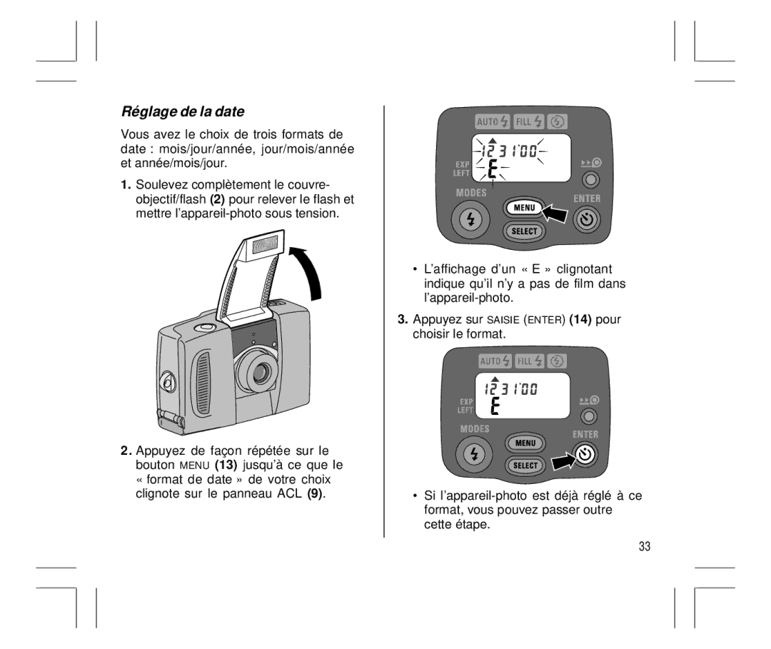 Kodak Auto-Focus Camera manual Ré glage de la date 