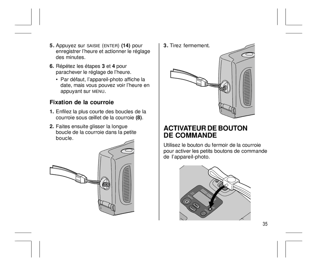 Kodak Auto-Focus Camera manual Activateur DE Bouton DE Commande, Fixation de la courroie 