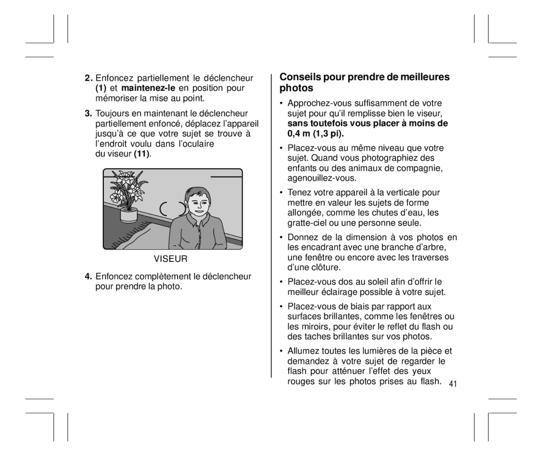 Kodak Auto-Focus Camera manual Conseils pour prendre de meilleures photos 