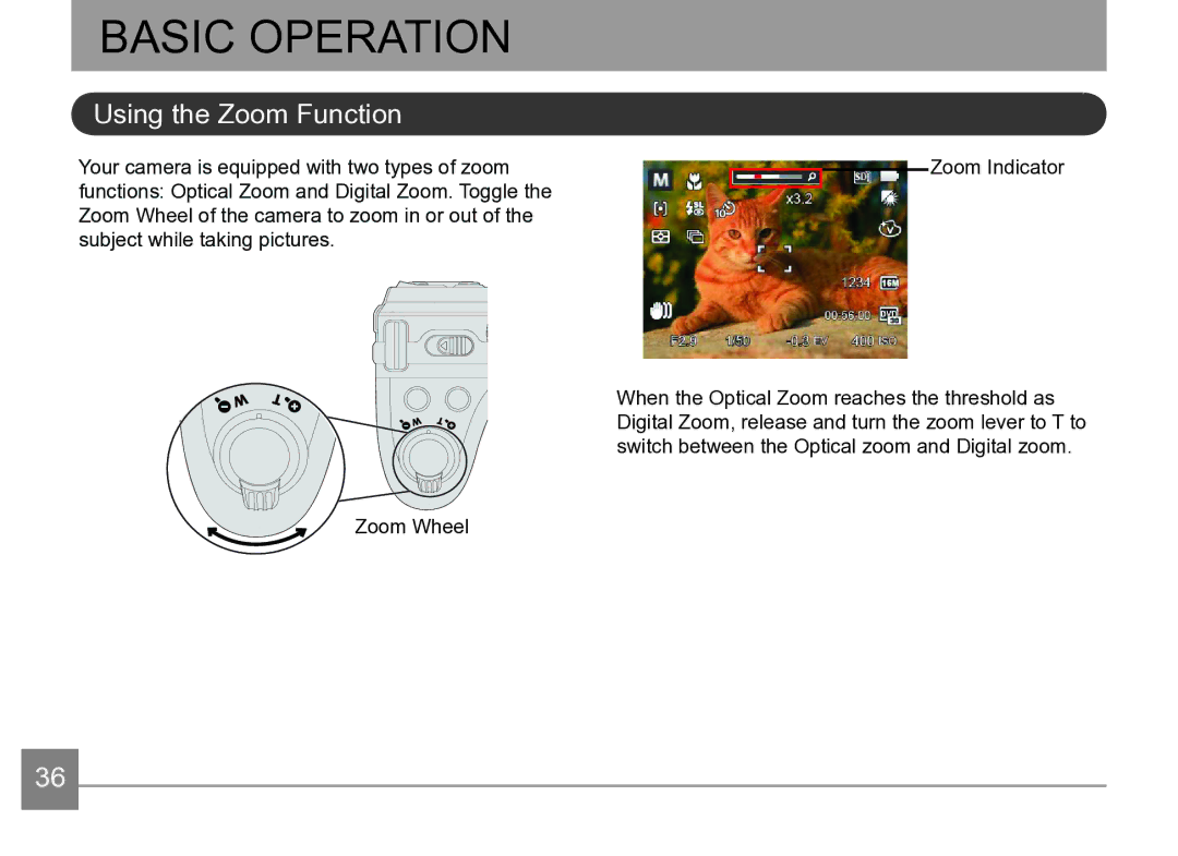 Kodak AZ361-WH, AZ361-SL user manual Basic Operation, Using the Zoom Function 