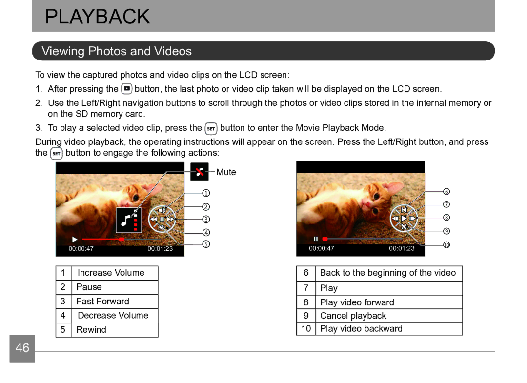 Kodak AZ361-WH, AZ361-SL user manual Playback, Viewing Photos and Videos 