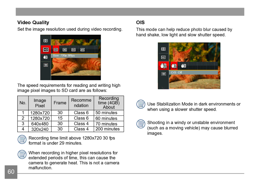 Kodak AZ361-WH, AZ361-SL user manual Video Quality 